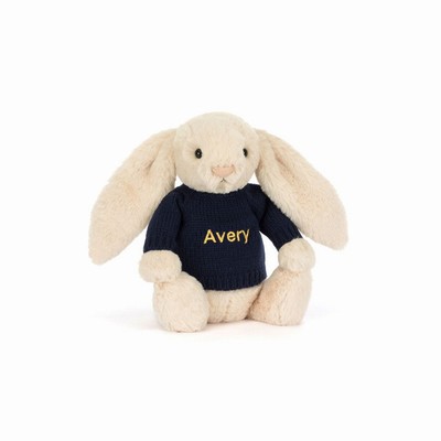 Jellycat Bashful Luxe Konijn Willow with Navy Jumper | IA9360257